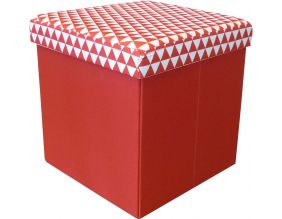 Pouf coffre carré pliable scandinave (Rouge)