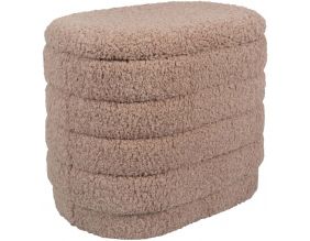 Pouf coffre oval en polyester Cuddly (Sable)