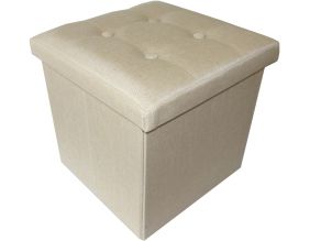 Pouf coffre pliable effet lin Jade (Uni)