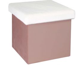 Pouf coffre pliable imitation fourrure Léo (Rose des bois)