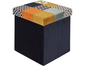 Pouf coffre pliable en tissu patchwork Rétro
