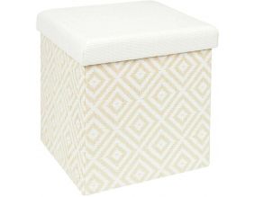 Pouf coffre pliable tressage Mirage (Blanc)