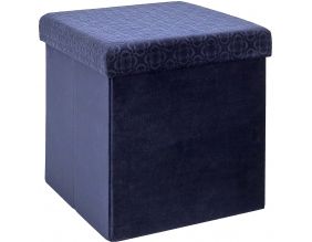 Pouf coffre pliable en velours Rétro (Bleu nuit)