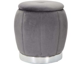 Pouf coffre de rangement en tissu Paris 43 x 43 cm (Gris et argent)