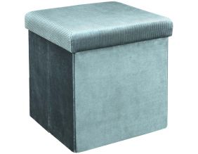 Pouf coffre de rangement velours côtelé Giullia (Bleu cadet)