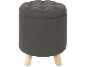 Pouf coffre rond pieds en bois Eleonor (Gris)