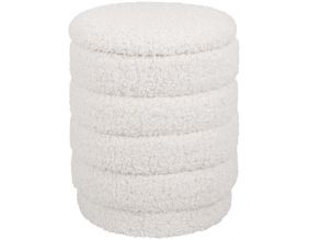 Pouf coffre rond en polyester Cuddly (Ivoire)