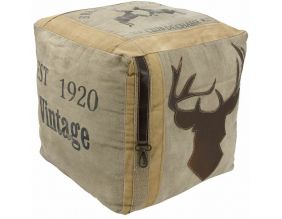 Pouf en coton et cuir Cerf