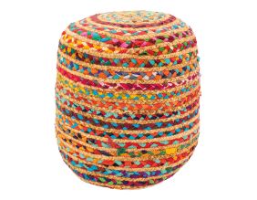 Pouf en coton et jute multicolore
