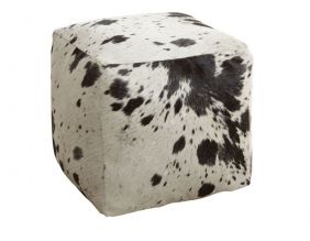 Pouf cube en peau de vache