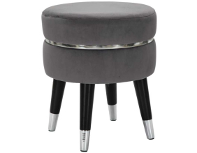 Pouf sur pieds en tissu Paris 35 x 40.5 cm (Gris - Noir et Argent)