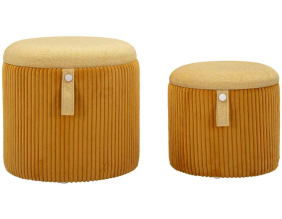 Pouf avec rangement intégré Bolzano (Set de 2) (Jaune moutarde)