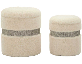 Pouf avec rangement intégré Saint-Moritz (Set de 2) (Crème)
