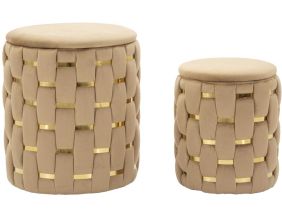 Pouf avec rangement intégré Shanty (Lot de 2) (Doré)