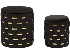 Pouf avec rangement intégré Shanty (Lot de 2) (Noir et doré)