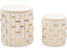 Pouf avec rangement intégré Shanty (Lot de 2) (Crème et doré)