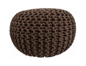 Pouf rond en laine Tricot (Marron)