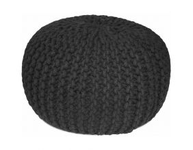 Pouf rond en laine Tricot (Noir)