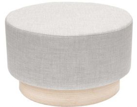 Pouf scandinave en tissu base bois 60 cm (Gris clair)
