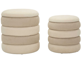 Pouf en tissu 2 en 1 Nordic (Set de 2) (Beige et crème)