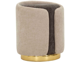 Pouf en tissu Two-Tone 40 x 50 cm (Marron - Marron clair et Doré)