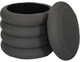 Pouf 2 en 1 en tissu coloré Atome (Gris foncé)