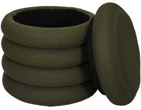 Pouf 2 en 1 en tissu coloré Atome (Kaki)