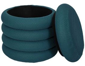 Pouf 2 en 1 en tissu coloré Atome (Bleu)