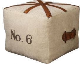 Pouf en tissu et cuir avec drapeau anglais
