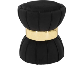 Pouf en tissu et métal Flower 40 x 44 cm (Noir)