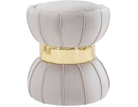 Pouf en tissu et métal Flower 40 x 44 cm (Gris)