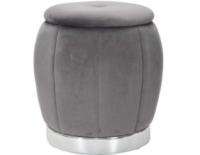 Pouf en tissu et métal 2 en 1 Paris 43 x 43 cm (Gris et Argent)