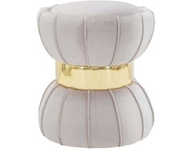 Pouf en tissu avec surpiqures Flower 40 x 44 cm (Gris)