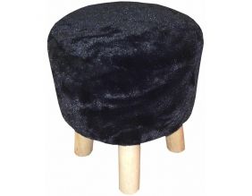 Pouf trépied fausse fourrure noire