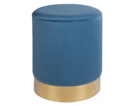 Pouf en velours bleu et métal doré (Bleu)