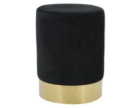 Pouf en velours et métal doré (Noir)