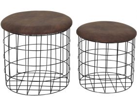 Poufs gigognes filaires assise en PU (Lot de 2)