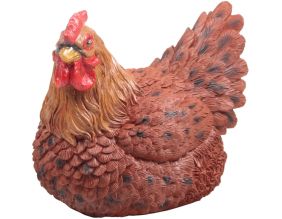 Poule couvant en résine coloris brun (15 x 18 x 15 cm)