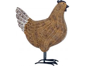 Poule décorative en résine et résine tressée