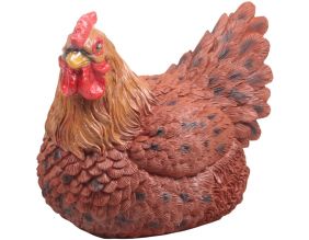 Poule marron couvant en résine