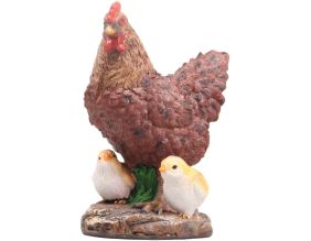 Poule avec poussins en résine 15 x 11 x 20 cm (Brun)