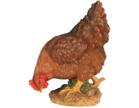 Poule en résine picorant 26 cm