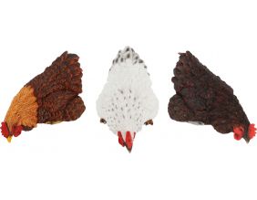 Poules décoratives à poser en polyrésine (Lot de 3)