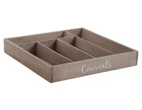Range-couverts 5 cases en bois teinté