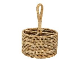 Range-couverts rond en rotin naturel