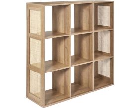 Rangement modulable cannage et bois Bali (9 cases)