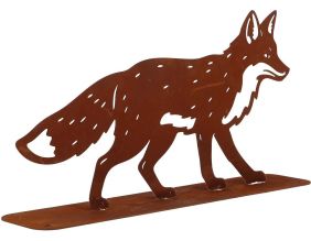 Renard décoratif en métal rouillé