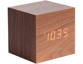 Réveil en bois carré Cube (Bois foncé)