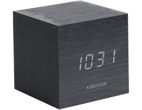 Réveil en bois carré Cube (Noir)