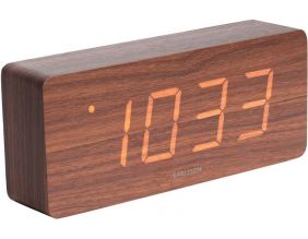 Réveil en bois chiffres LCD Tube (Bois foncé)